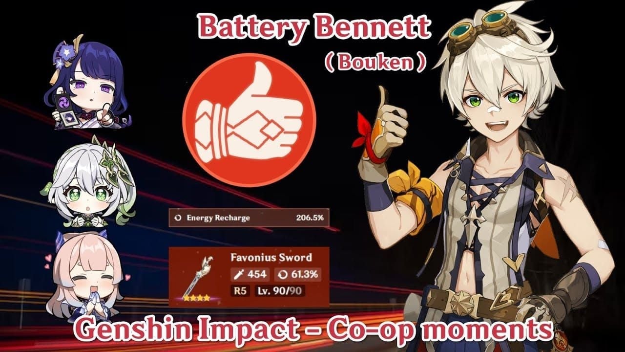 Bennett from Genshin Impact using his elemental skill to generate Pyro particles
