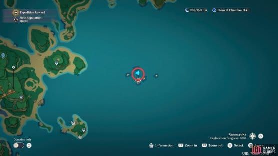 Tatarasuna shipwreck fishing location in Genshin Impact during nighttime