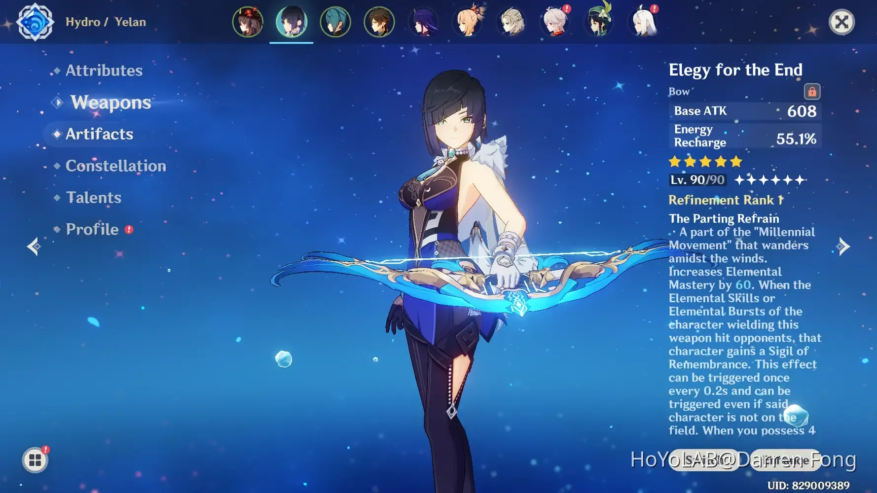 Yelan energy recharge requirements guide for different team compositions