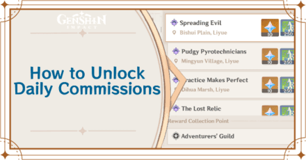 Genshin Impact daily commissions menu showing four active quest objectives