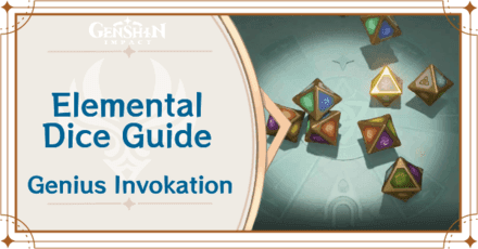 Genshin Impact Genius Invokation TCG dice selection interface showing elemental and Omni dice types