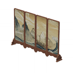 Pine Folding Screen: Billowing Sails furniture item in Genshin Impact showing 90 Adeptal Energy stats