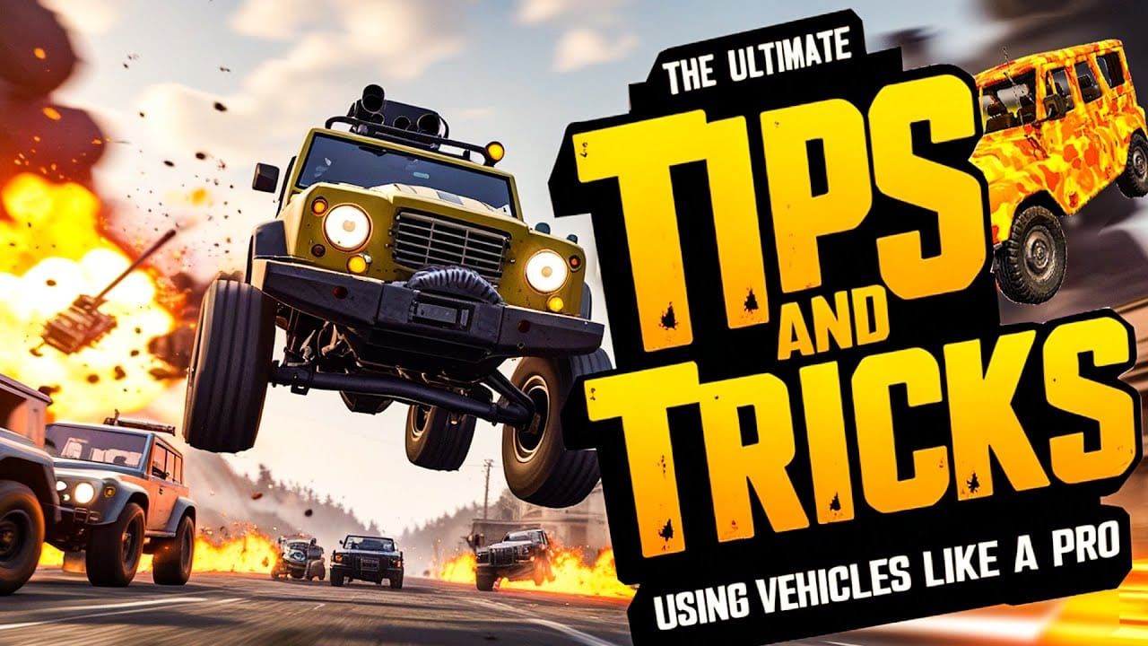 PUBG Mobile tactical guide showing optimal vehicle positioning behind compounds