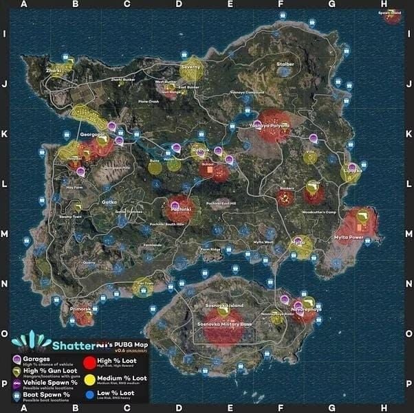 Chart showing higher Level 3 equipment spawn rates in secret locations versus regular buildings