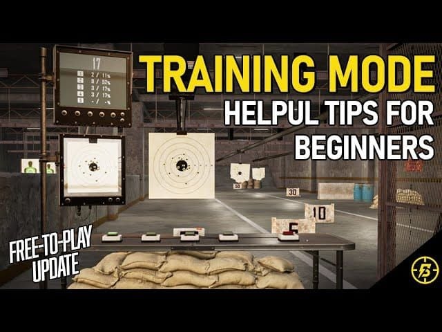 PUBG Mobile Training Ground with target practice setup and bullet impact patterns