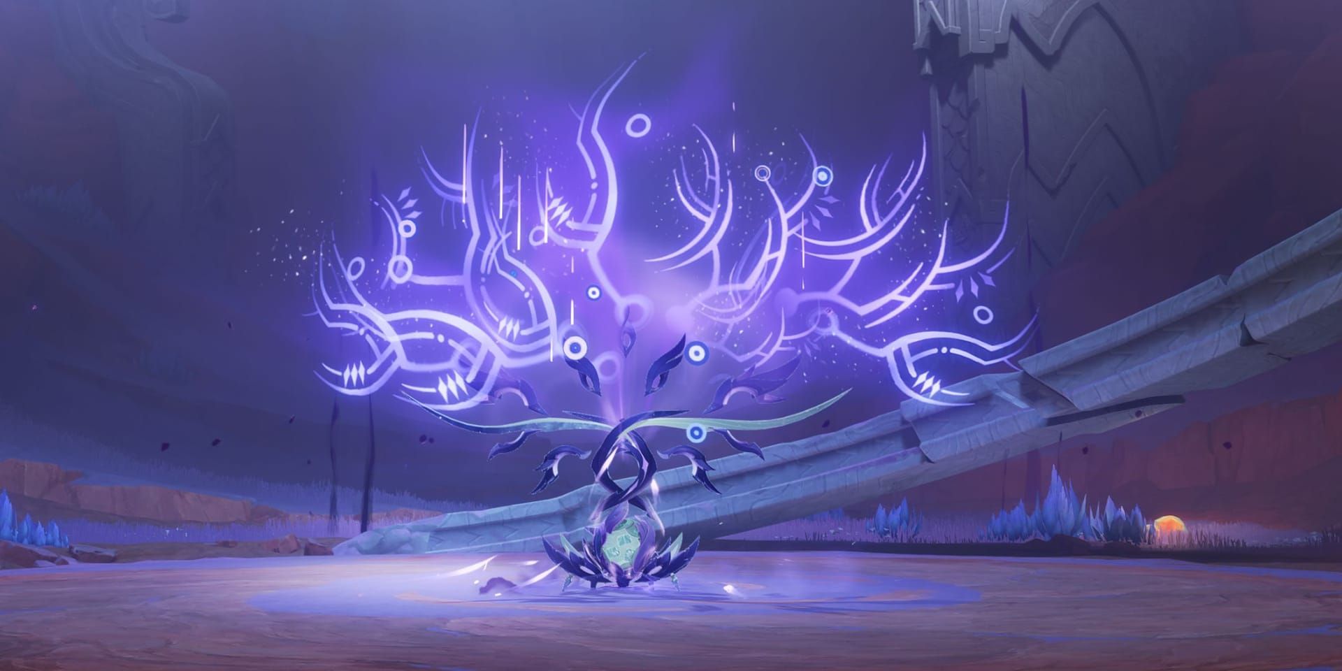 Genshin Impact Tenebrous Papilla boss battle showing Void Barrier mechanic