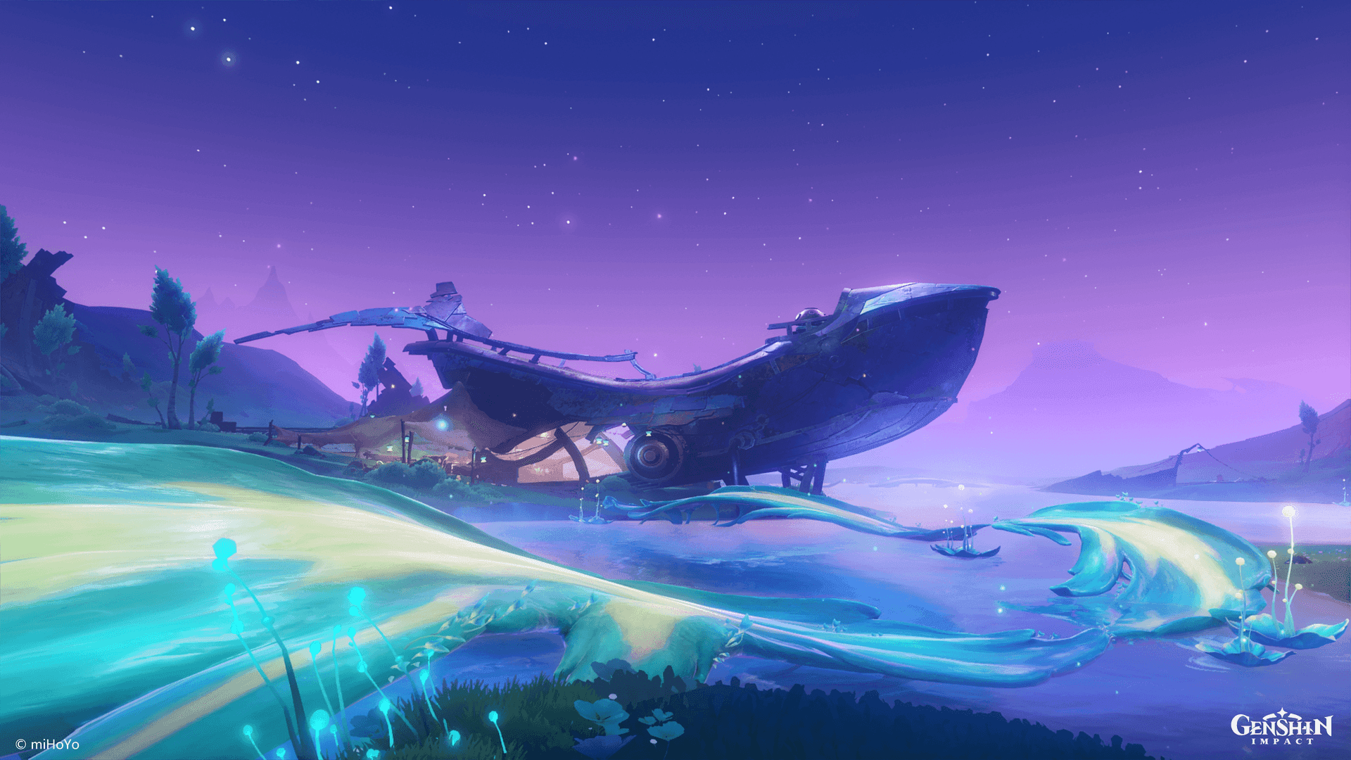 Blue Amber Lake underwater chamber with platform sequence and energy nodes