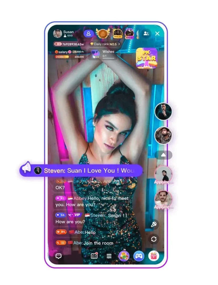 Poppo Live virtual gifting interface showing items available for entry-level coin packages
