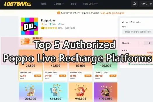 Step-by-step guide showing Poppo Live in-app coin purchase process
