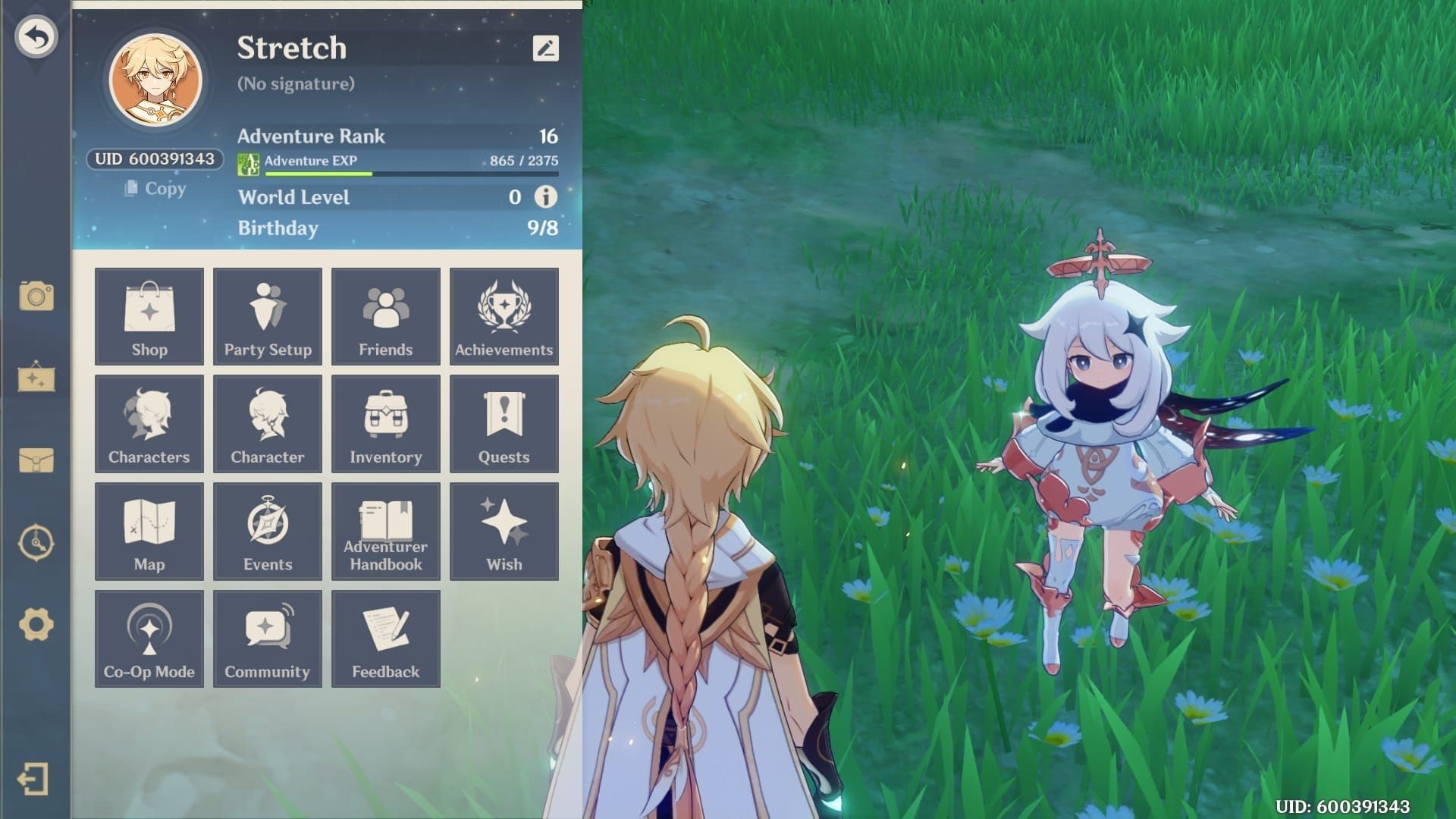 Genshin Impact co-op multiplayer interface for joining other players' worlds
