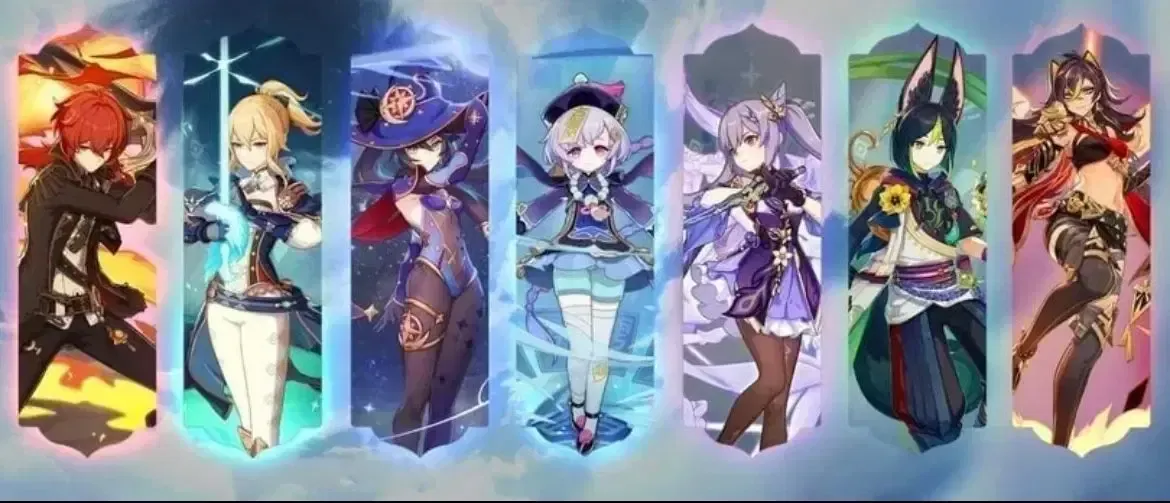 All eight Genshin Impact standard banner 5-star characters available for anniversary selection