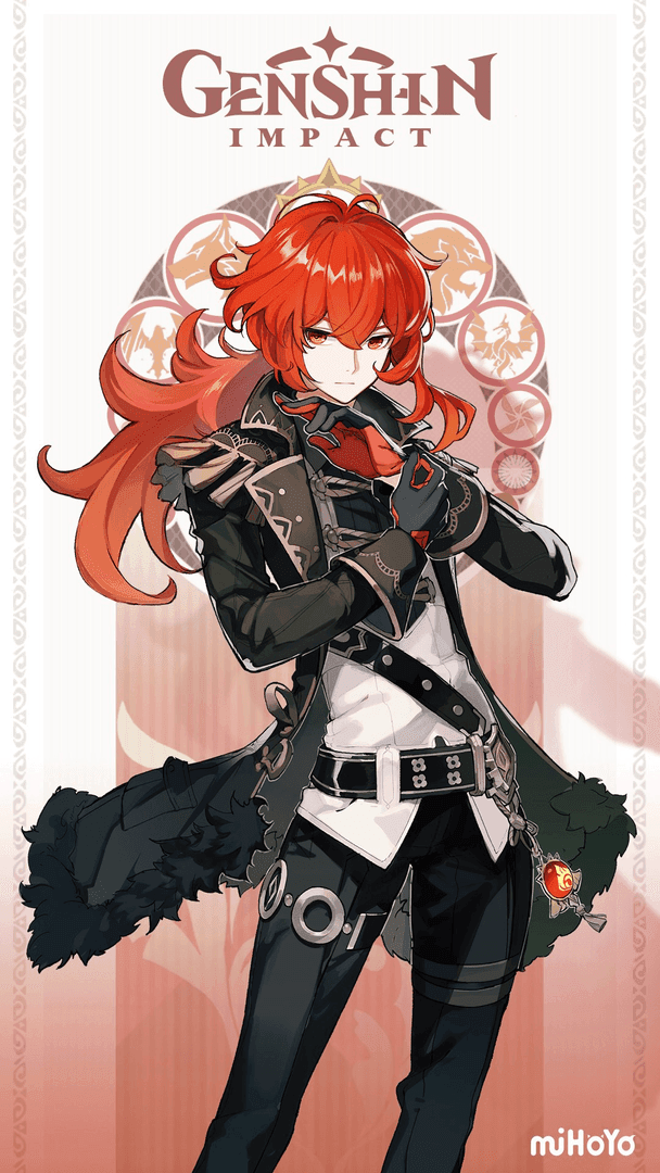 Diluc character showcase in Genshin Impact