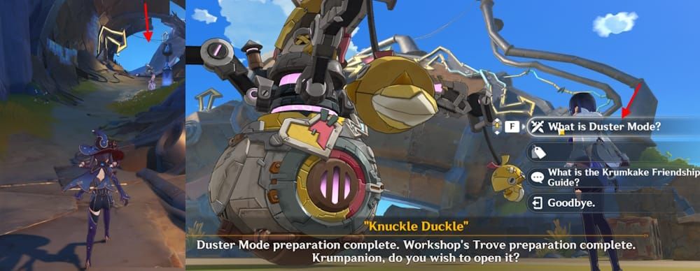 Knuckle Duckle boss fight showing Duckstruction Mode with spawned ducks in Genshin Impact