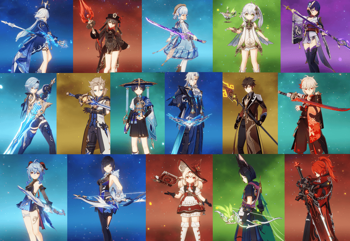 Genshin Impact signature weapons collection showing optimal equipment choices