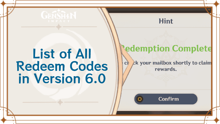 Genshin Impact code redemption interface showing active code entry and reward preview