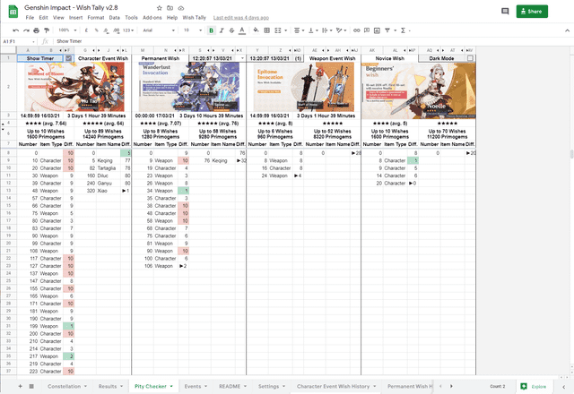 Genshin Impact wish interface displaying pity counter and guarantee system