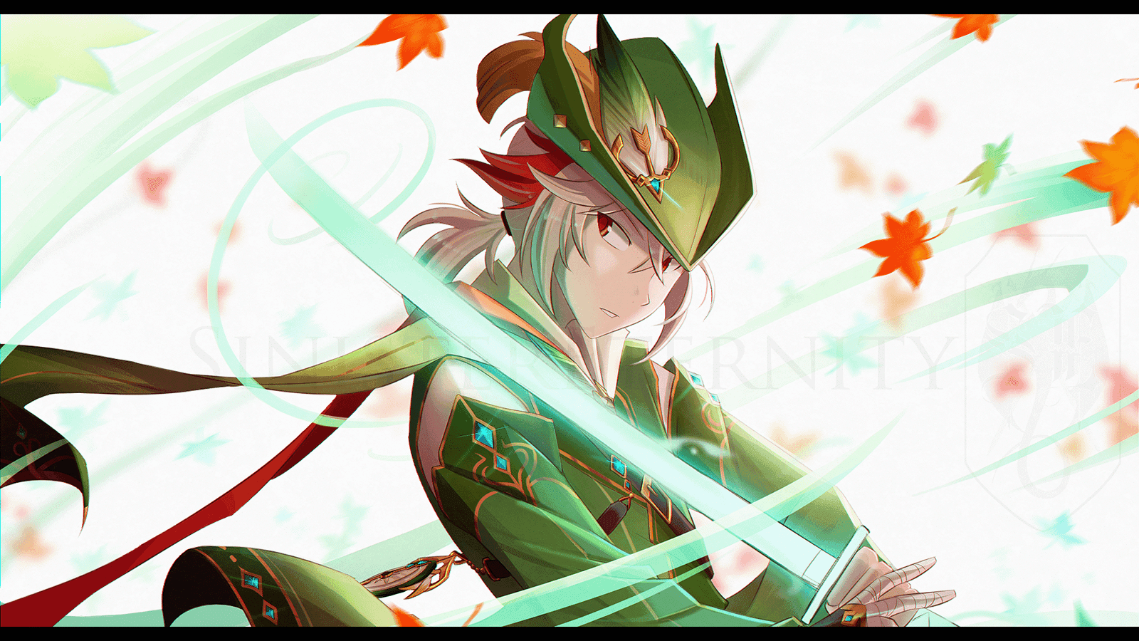 Kazuha character build with Viridescent Venerer artifact set equipped