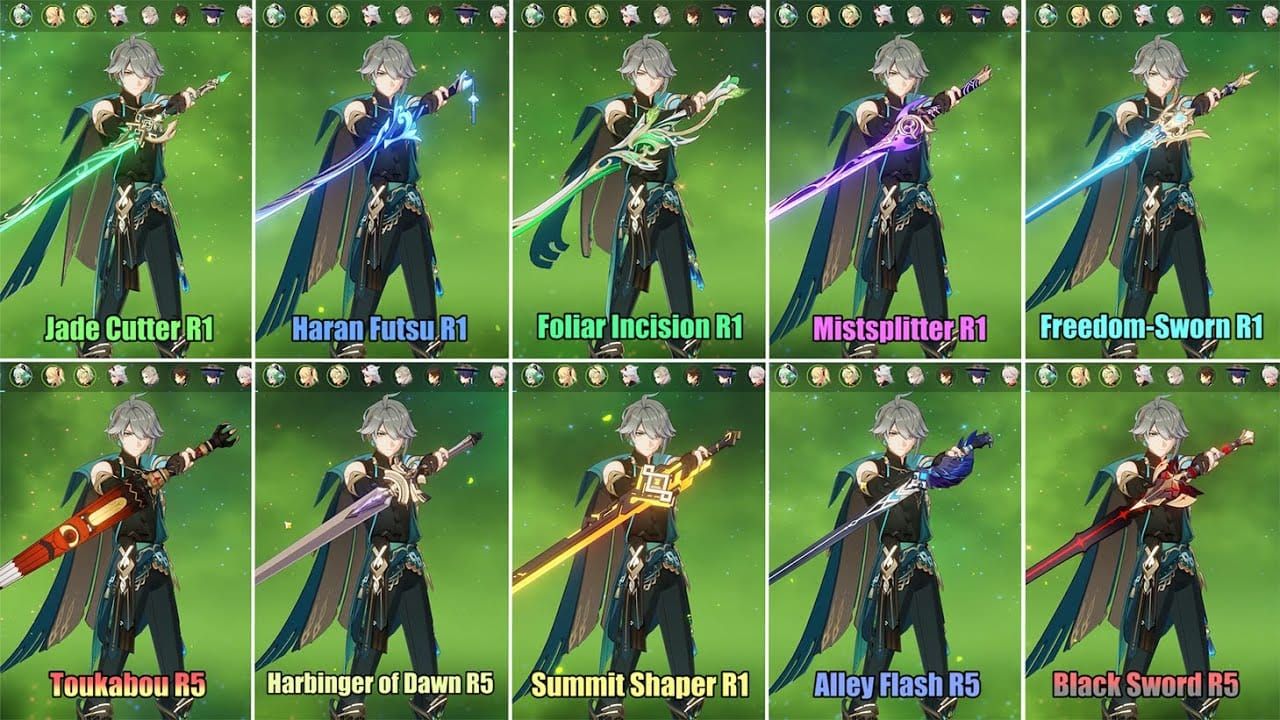 Genshin Impact Alhaitham weapon tier list and comparison chart