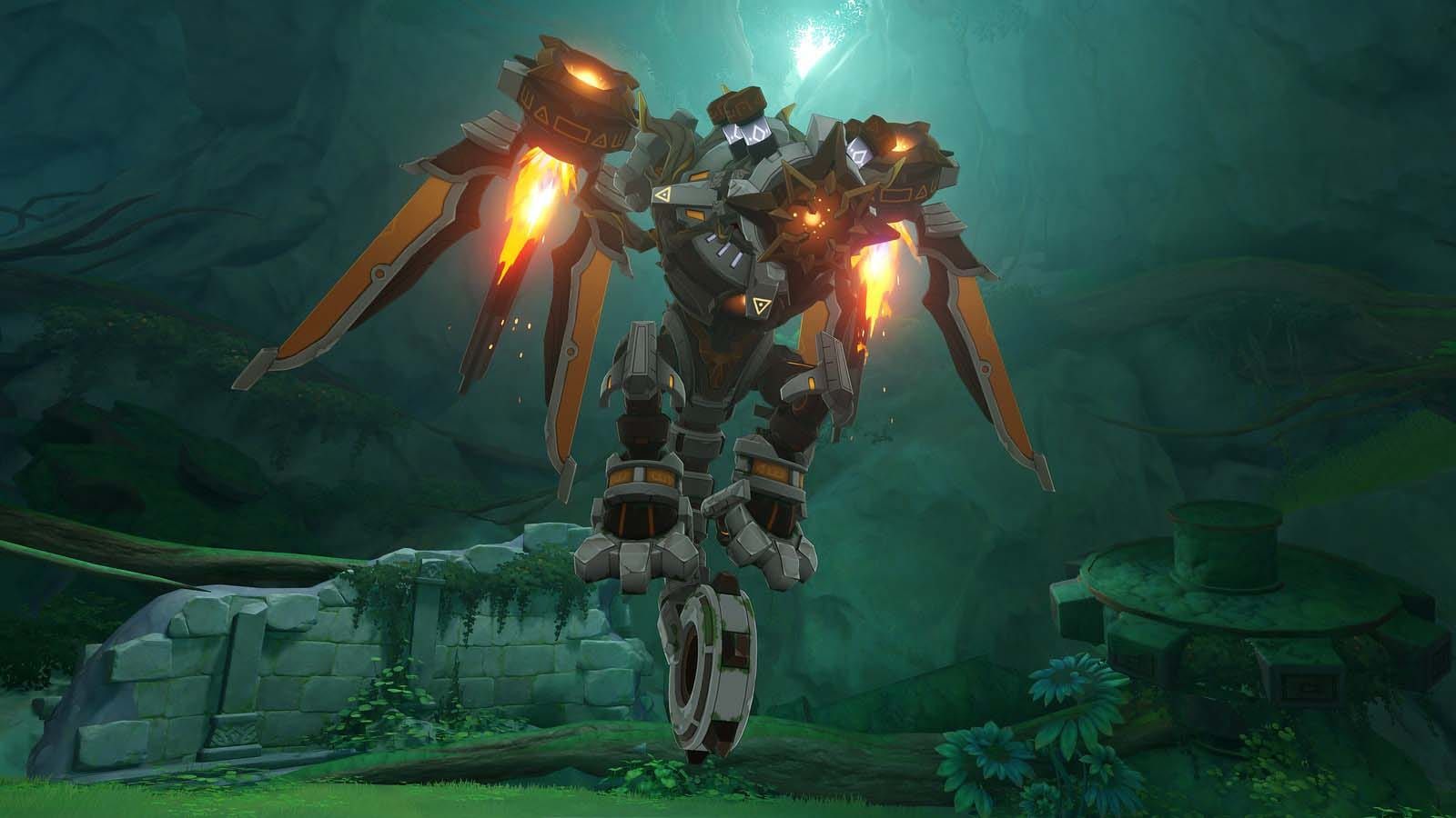 Aeonblight Drake mechanical boss in Devantaka Mountain, Sumeru