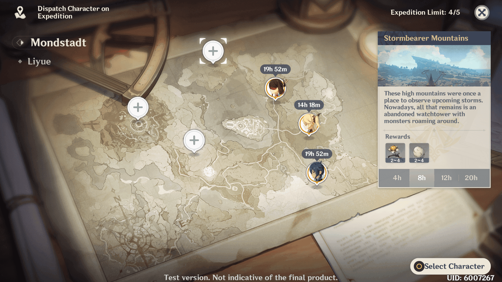 Genshin Impact world map highlighting expedition locations in different regions