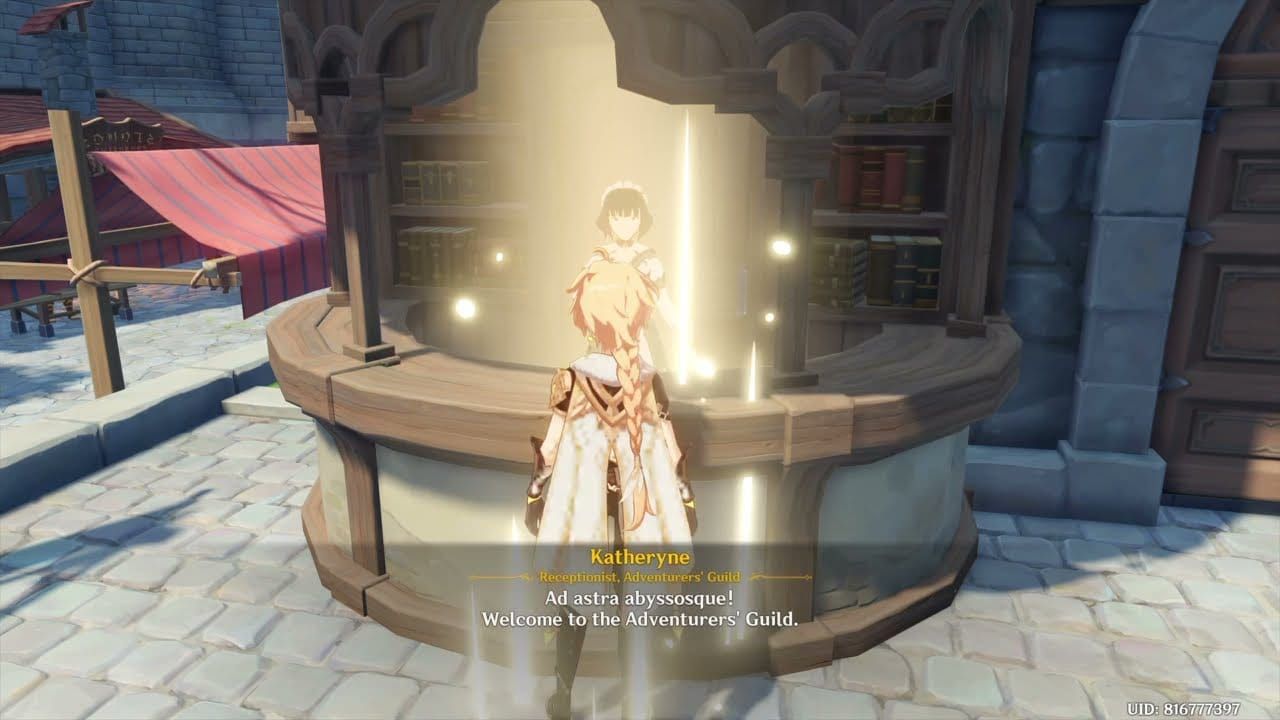 Genshin Impact daily commission completion interface with Katheryne showing friendship EXP rewards