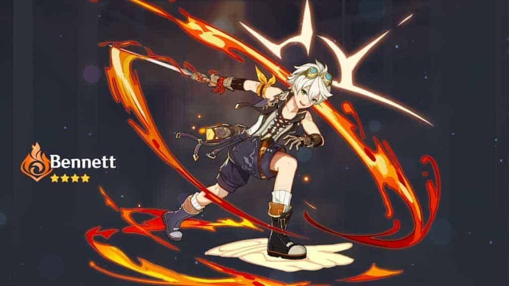 Bennett using his Elemental Skill with visible particle generation effects