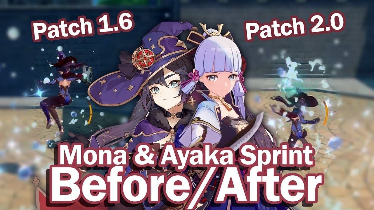 Comparison of Ayaka's ice sprint and Mona's water sprint abilities in Genshin Impact