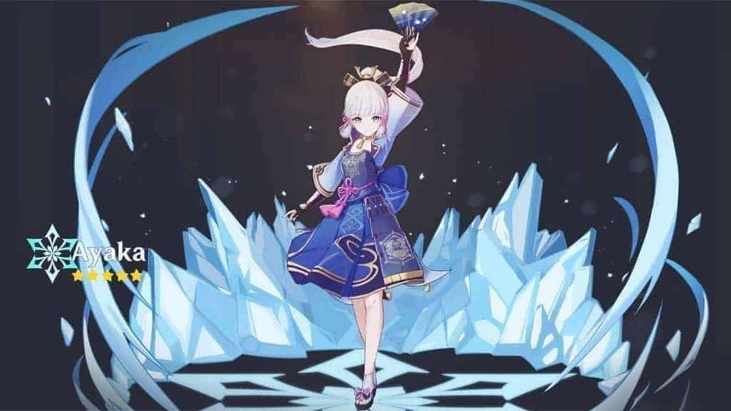 Ayaka's sword showing Cryo infusion effect after alternate sprint in Genshin Impact