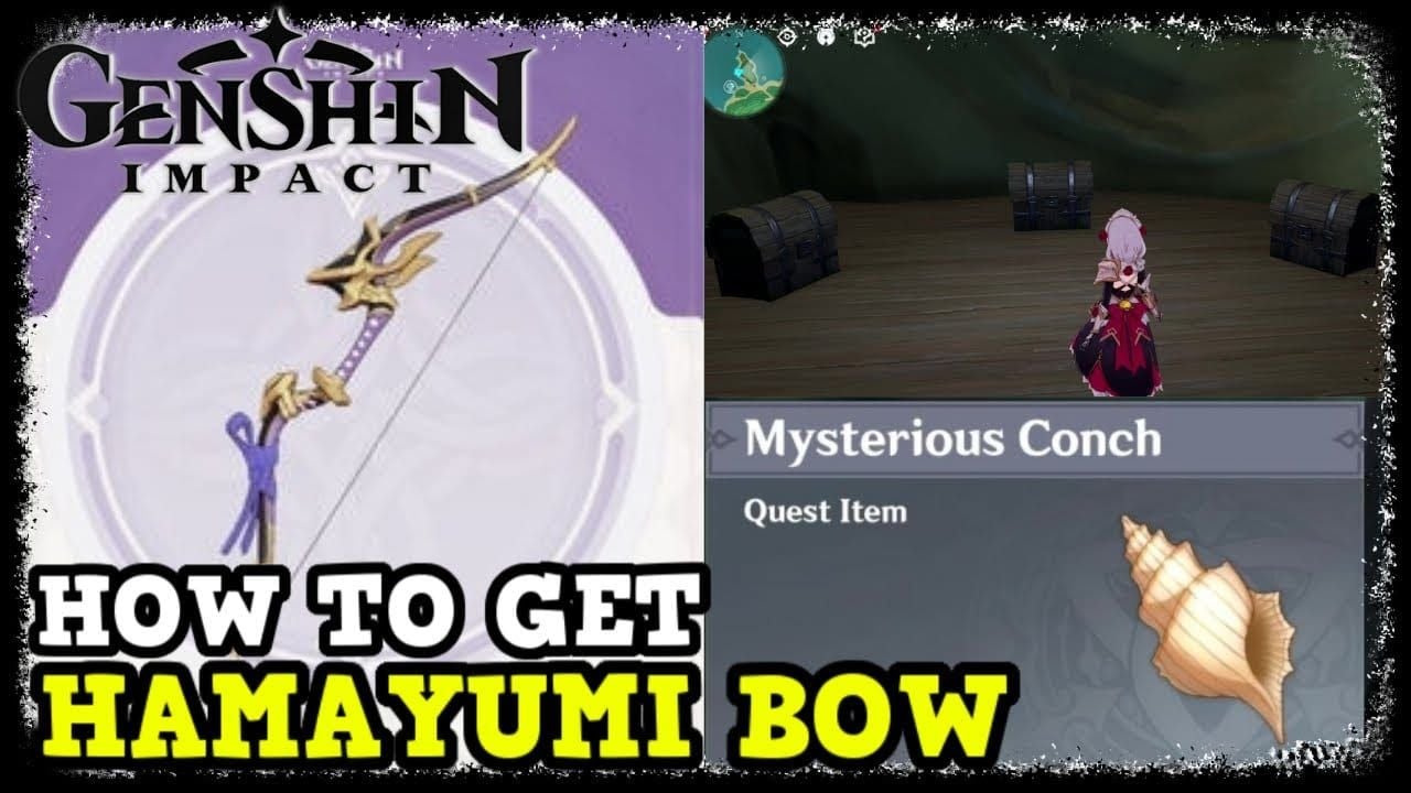 Hamayumi bow weapon details showing base attack and ATK percentage stats