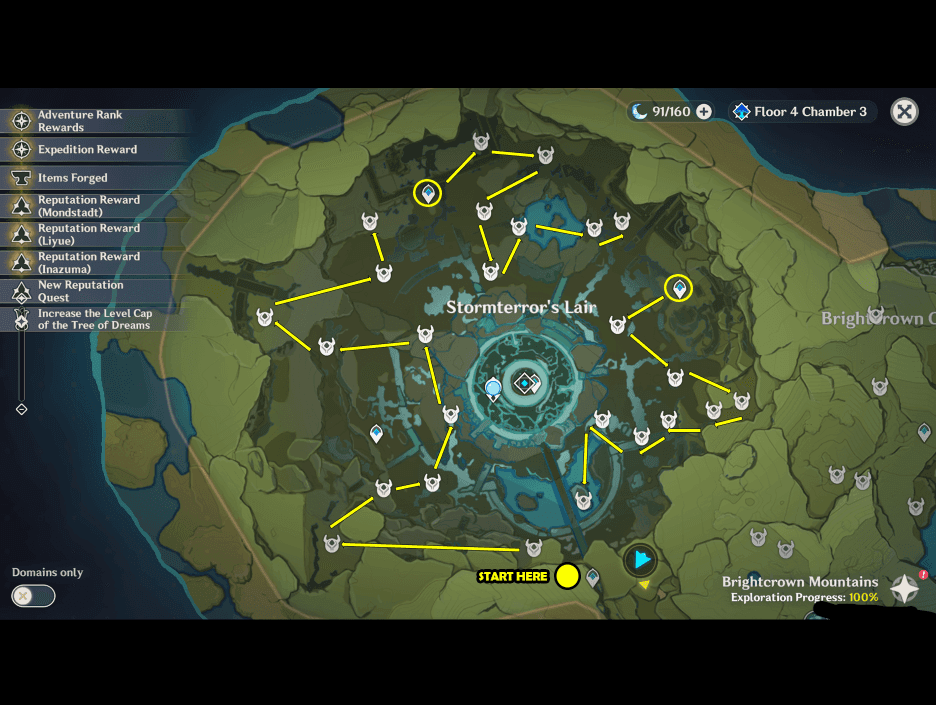 Genshin Impact map showing efficient Mondstadt boss farming route with marked locations