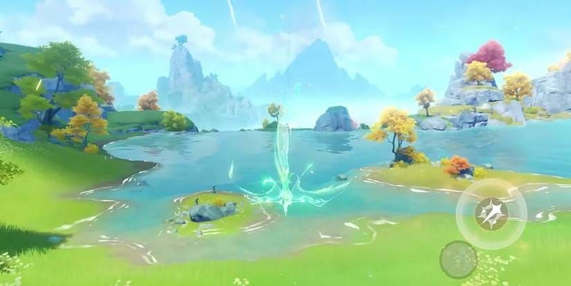 Xiao performing enhanced plunging attacks with Xianyun support in Genshin Impact