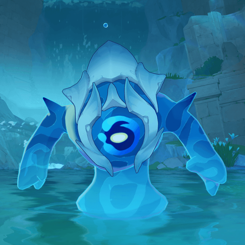 Genshin Impact Half-Tulpa minions with Hydro shields in boss arena