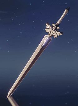 Harbinger of Dawn sword stats showing high CRIT damage in Genshin Impact