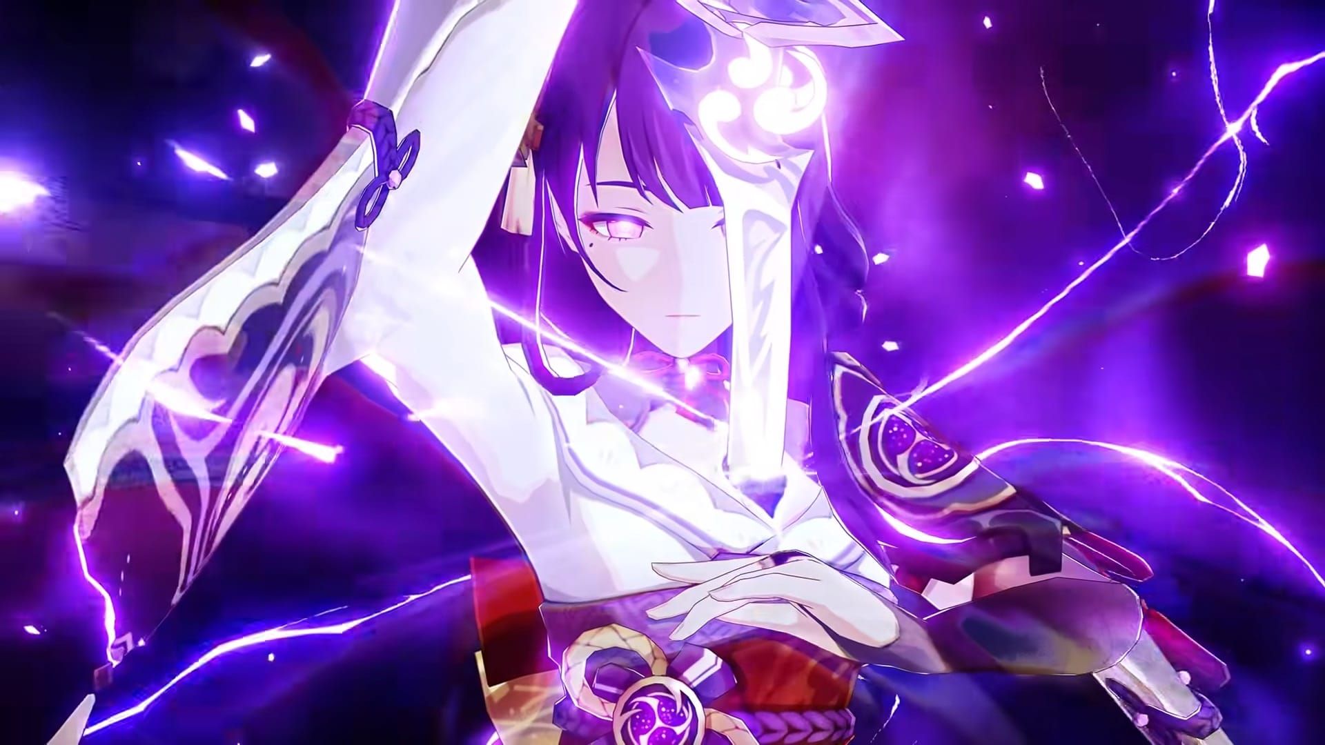 Raiden Shogun in Musou Isshin burst state showing interruption immunity