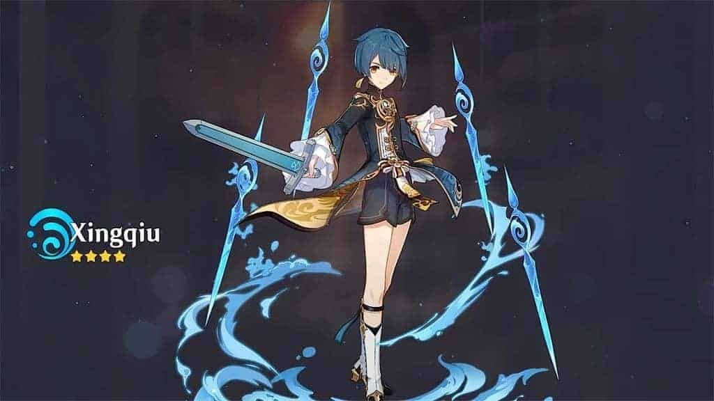 Xingqiu's Rain Swords providing team-wide interruption resistance
