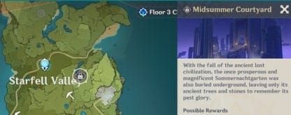 Midsummer Courtyard domain in Genshin Impact for AR25 ascension quest