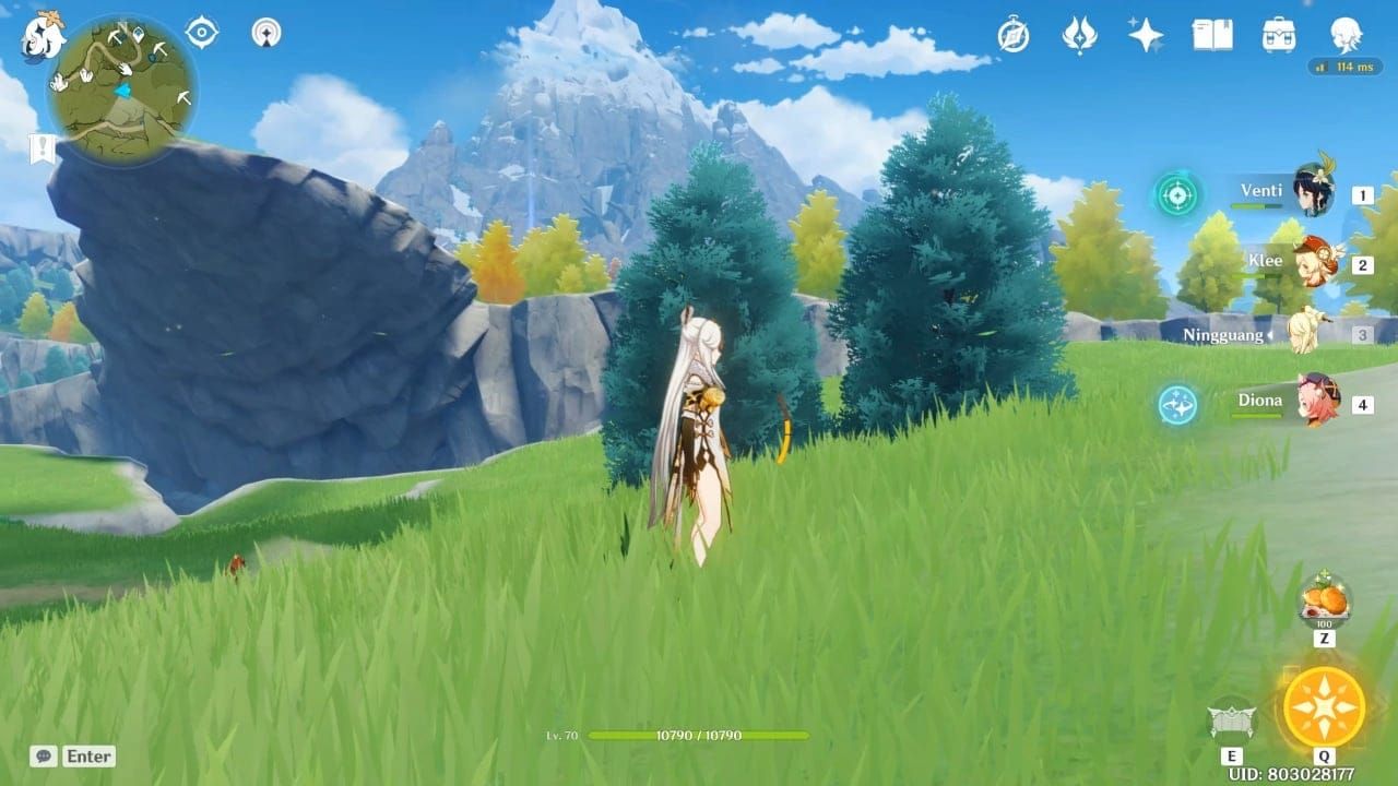 Ningguang demonstrating walk-cancel technique with movement patterns in Genshin Impact