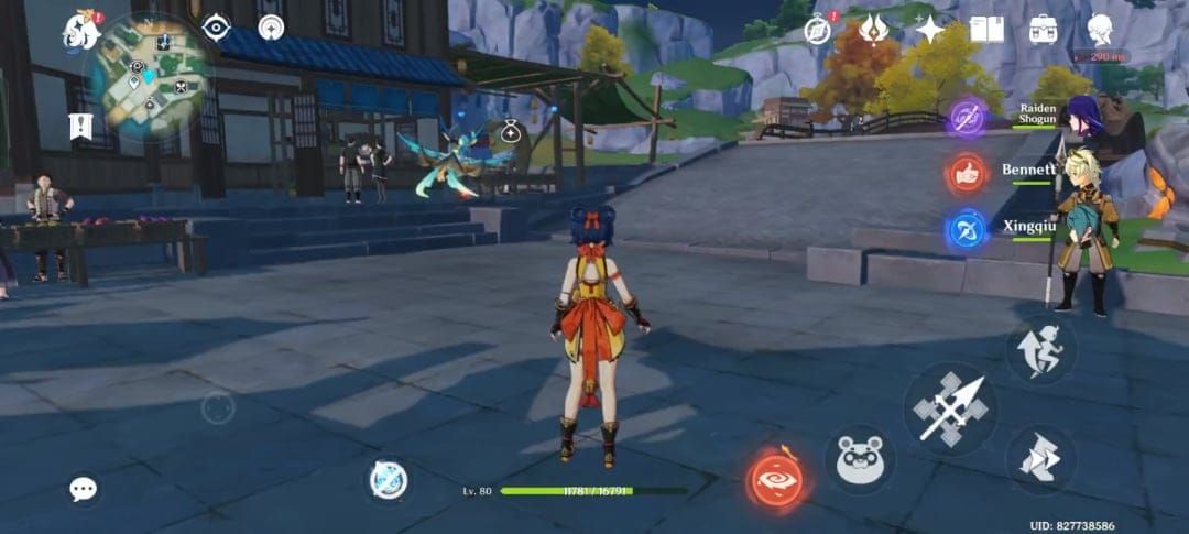 Hu Tao demonstrating jump-cancel technique in Genshin Impact combat