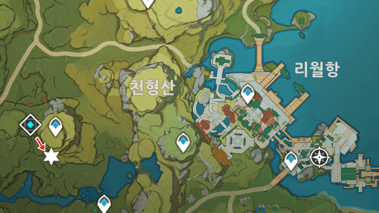 리월 지역 성유물 조사 포인트 파밍 루트 지도