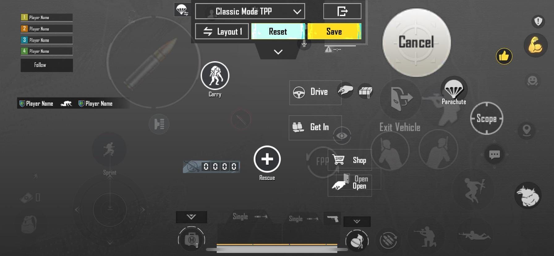 PUBG Mobile HUD layout for claw grip sniping configuration