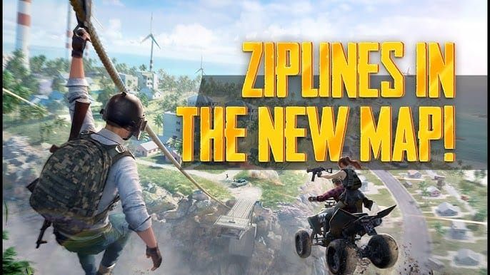 PUBG Mobile Nusa map overview showing zipline network and transportation routes