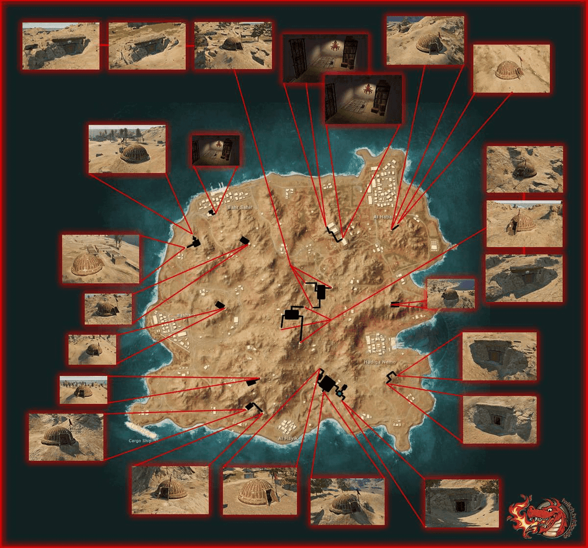Karakin map displaying underground tunnel network types and locations