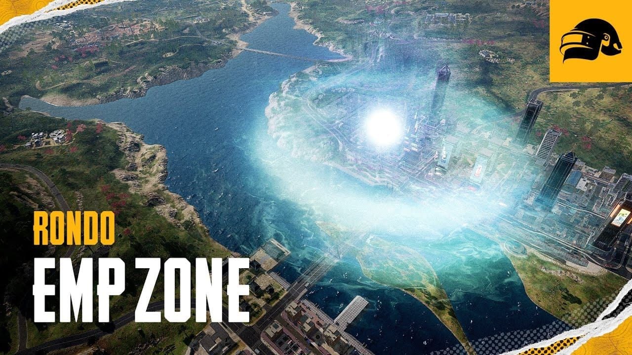 PUBG Mobile screenshot showing vehicles disabled by EMP zone while players remain unaffected