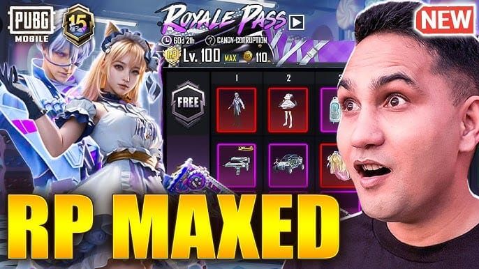 PUBG Mobile A15 Royale Pass Trick or Treats interface with reward progression