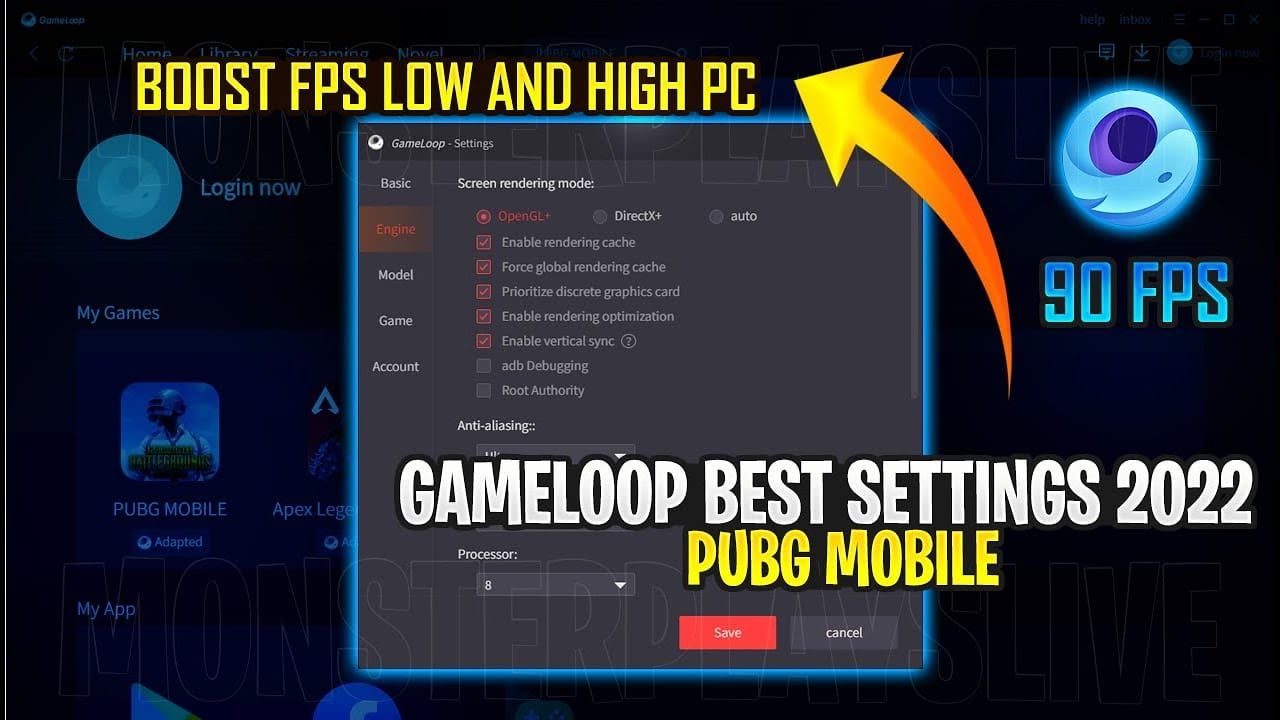 GameLoop 120 FPS configuration settings guide for PUBG Mobile