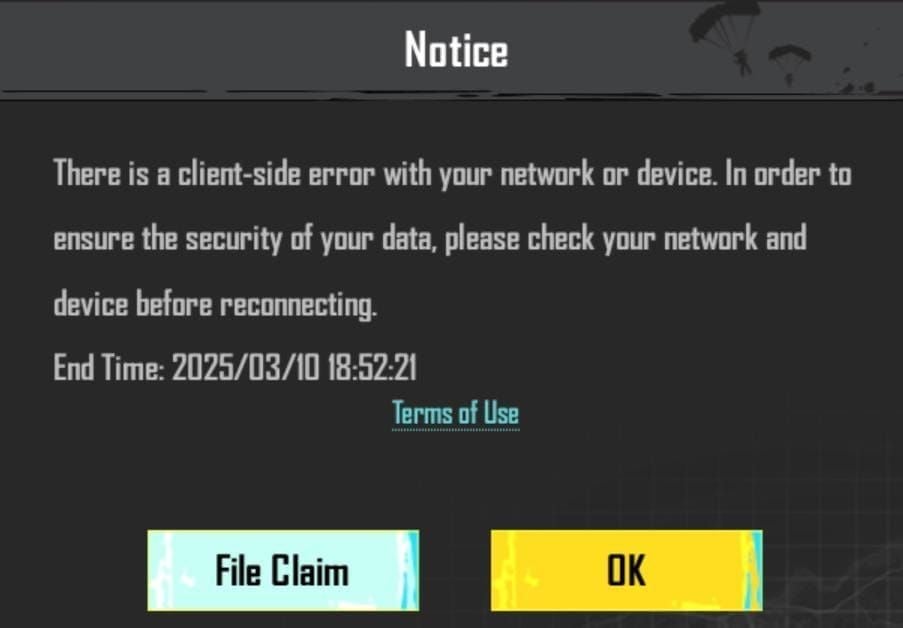 PUBG Mobile interface showing emulator lobby warning notification for mixed squads