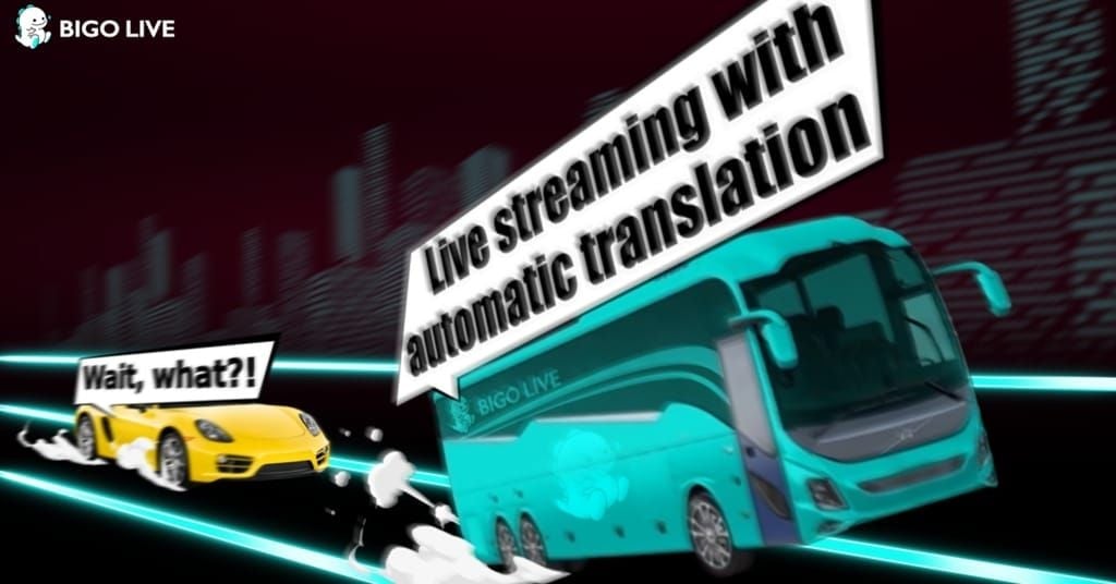 BIGO Live interface displaying real-time translation subtitles during live streaming