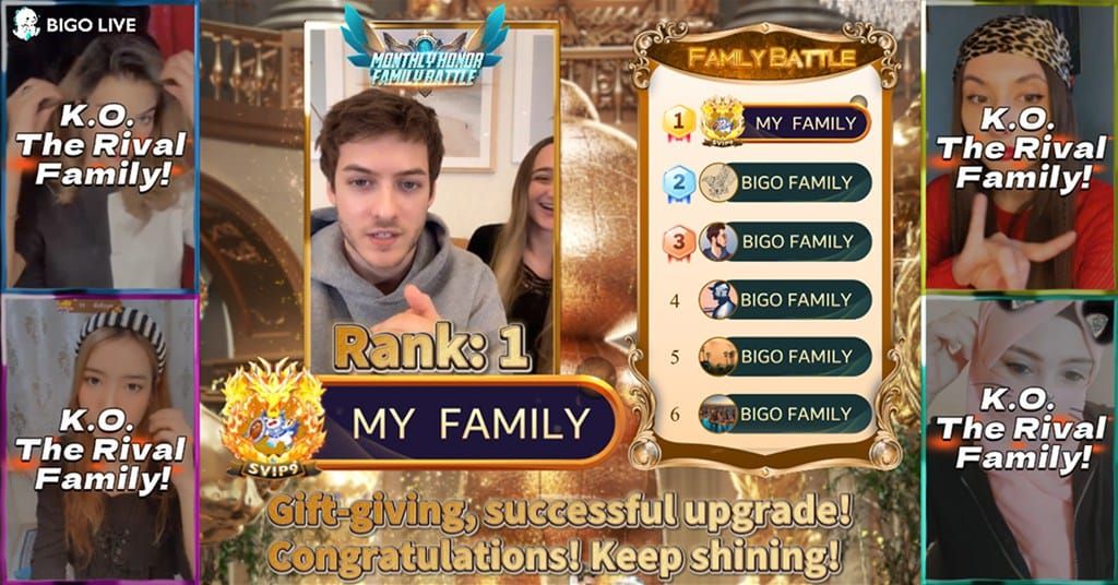 BIGO Live family gift interface showing Combat Points conversion system