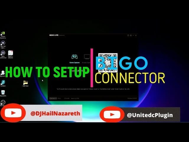BIGO Live Connector software interface showing connection setup between PC and mobile device