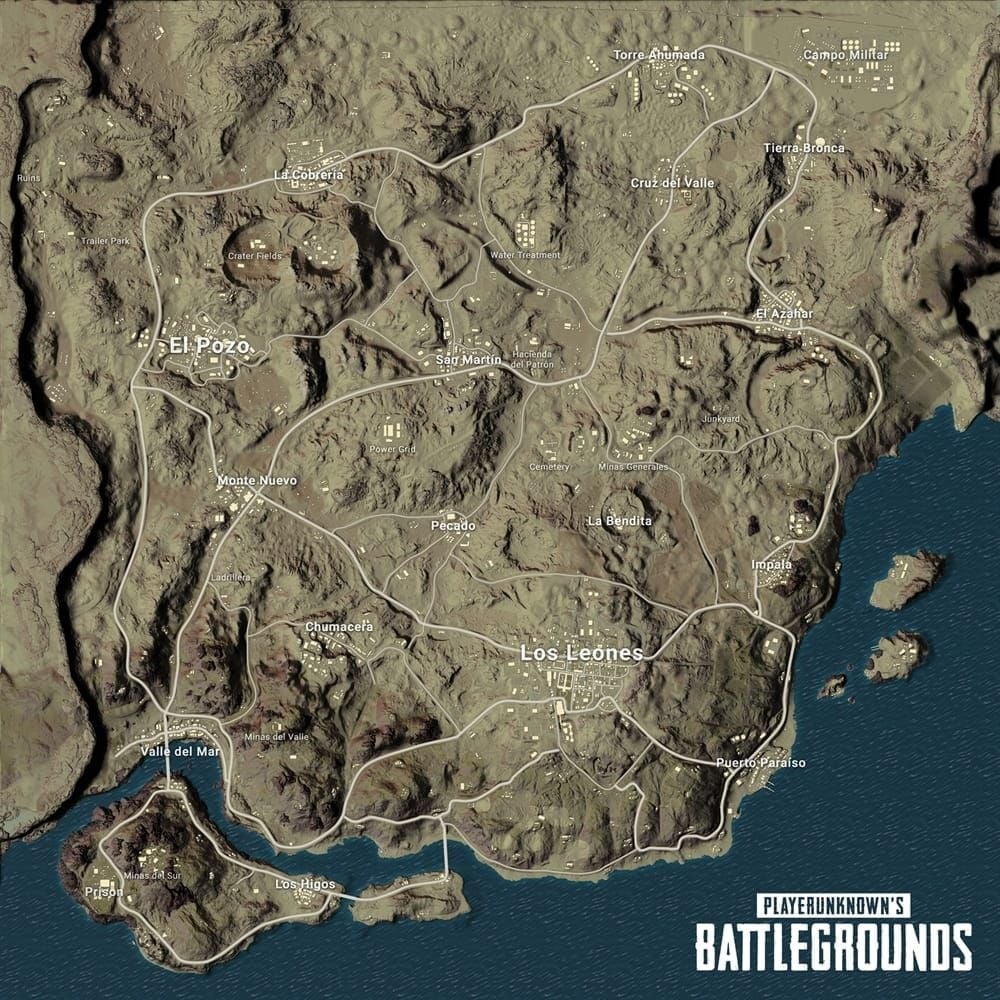 PUBG Mobile desert map showing terrain features for mortar protection